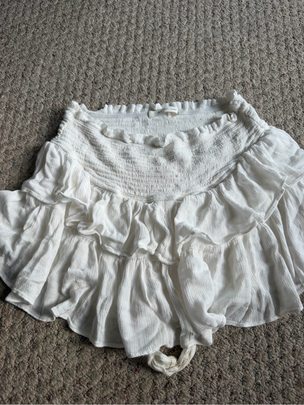 Mustard Seed Off-White Ruffle Mini Skirt